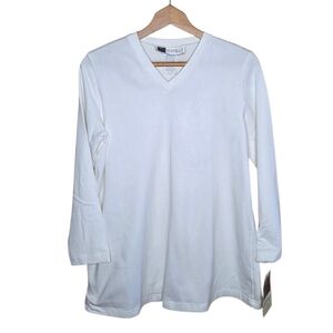 Vintage NWT Tomorrow's Mother | White Maternity V-neck T-Shirt Size Small